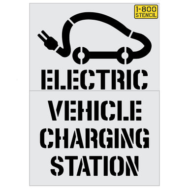 32" EV Charging Station Symbol with Tail Plug Stencil