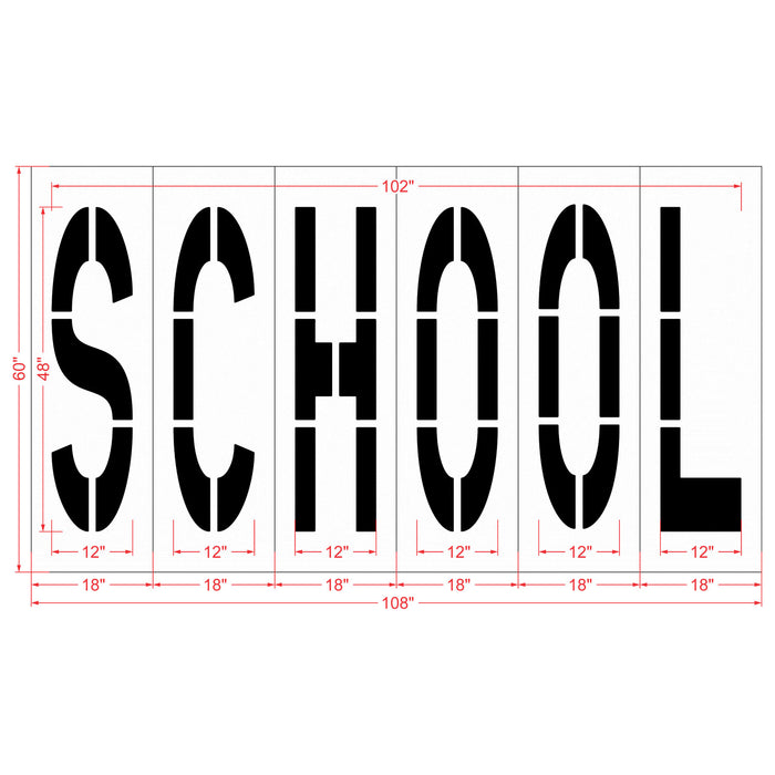 48" SCHOOL Stencil