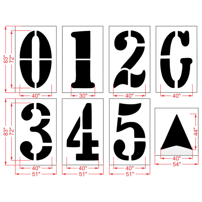 72"x40" Football Numbers Stencil Kit