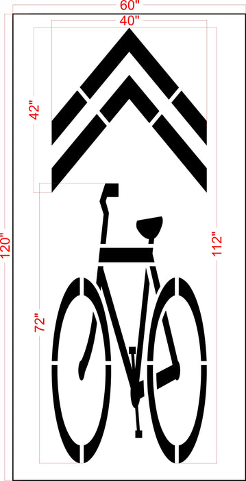 112" Massachusetts DOT Bike Symbol w/ Chevron Stencil