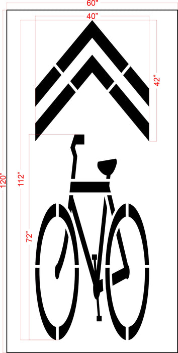 112" North Carolina DOT Bike Symbol w/ Chevron Stencil