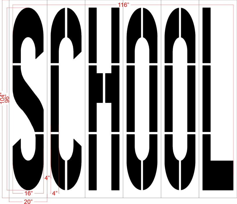 96" New Hampshire DOT SCHOOL Stencil