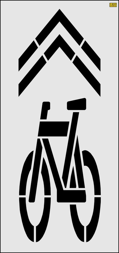 111" New Jersey DOT Bike Symbol w/ Chevron Stencil