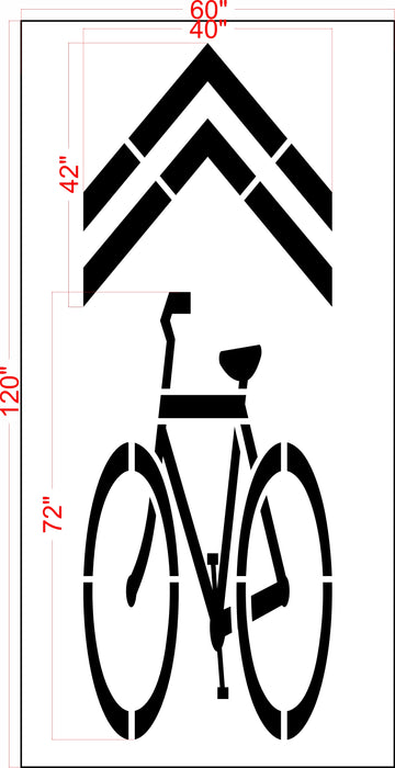 112" Oregon DOT Bike Symbol w/ Chevron Stencil