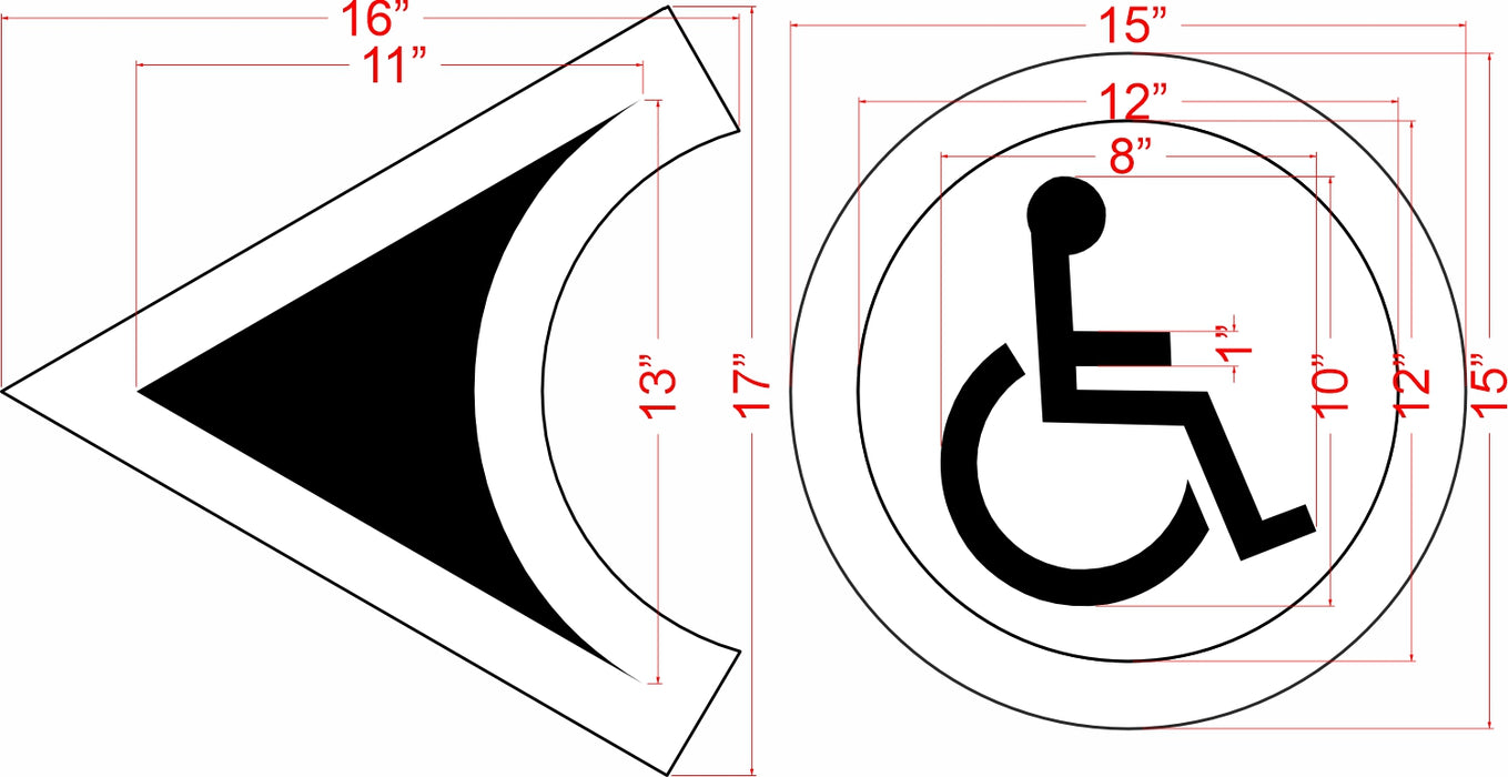 10" Portland DOT Handicap with Arrow Stencil