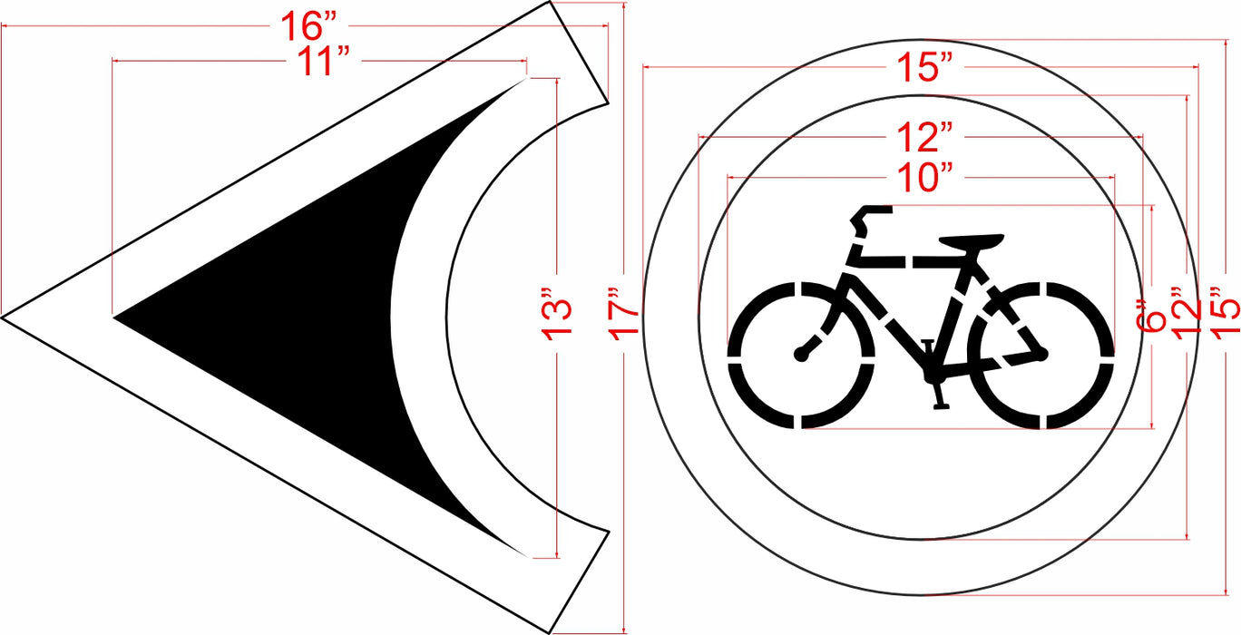 6" Portland DOT Bike Symbol with Arrow Stencil
