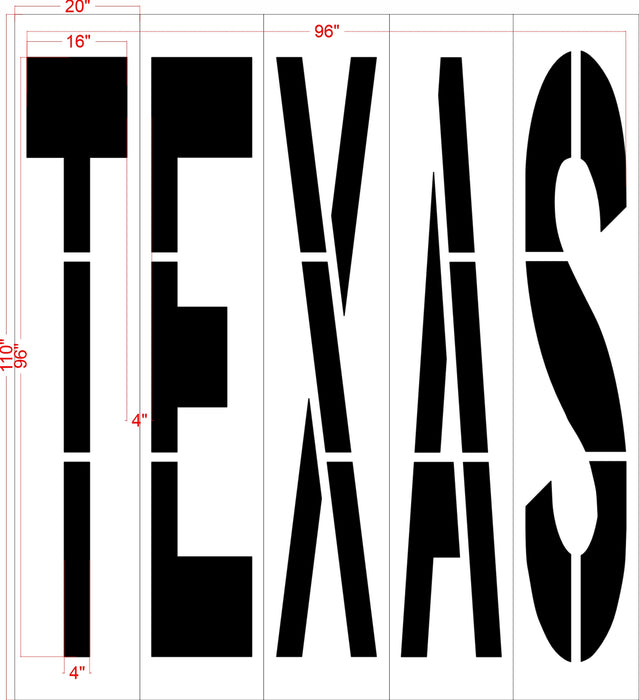 96" Texas DOT TEXAS Stencil