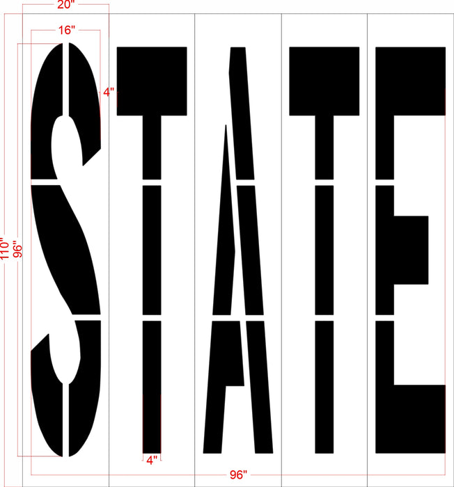 96" Texas DOT STATE Stencil
