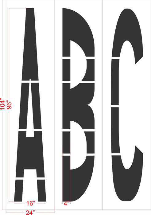 96" x 16" Virginia DOT Alphabet Kit Stencil