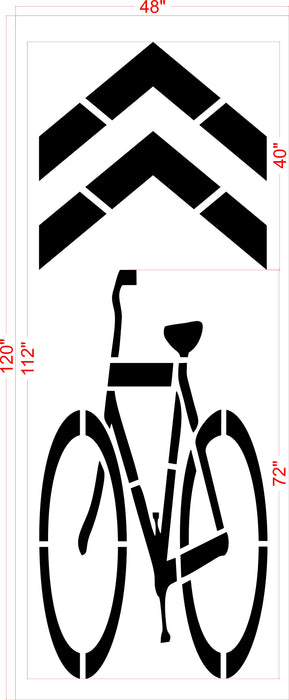 112" Virginia DOT Bike Lane Symbol w/ Chevron Stencil
