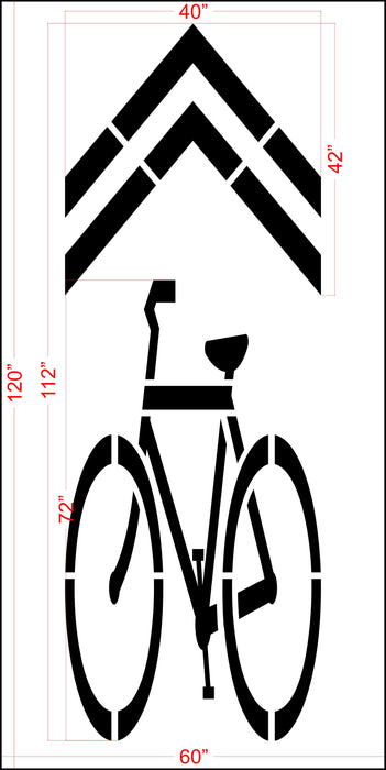 112" Vermont DOT Bike Lane Symbol w/ Chevron Stencil