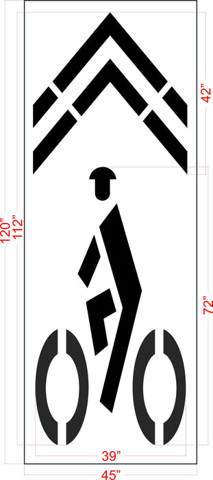 112" Wisconsin DOT Bike Symbol w/ Chevron Stencil