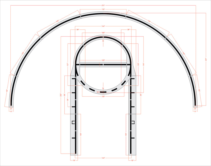 12 x 25ft Basketball Court Stencil Set