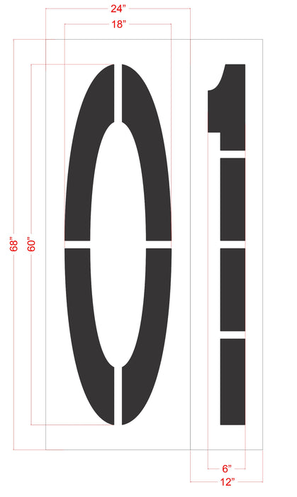 60" x 18" Number Kit Stencil