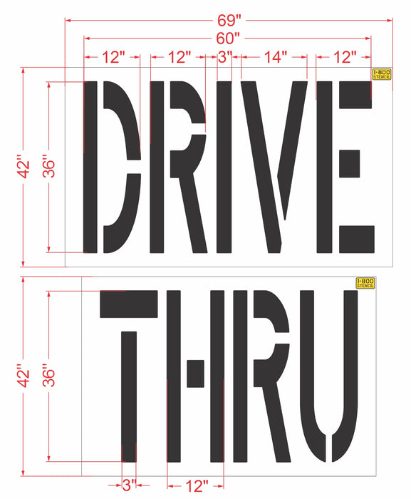 36" DRIVE THRU Stencil - {2pc}