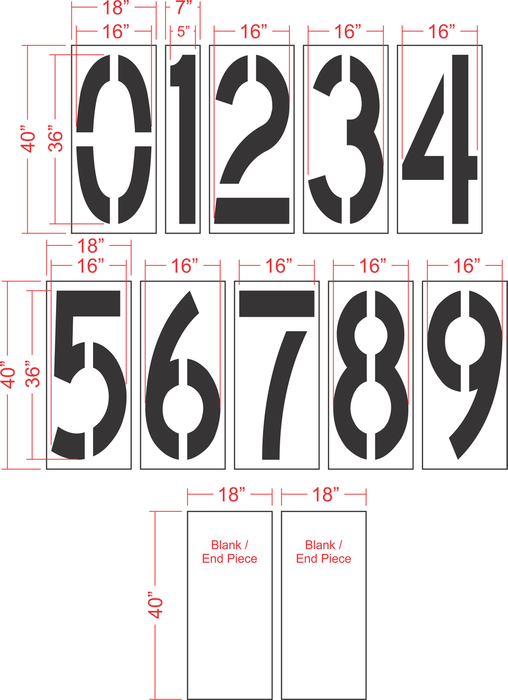 36" x 16" Number Kit Stencil