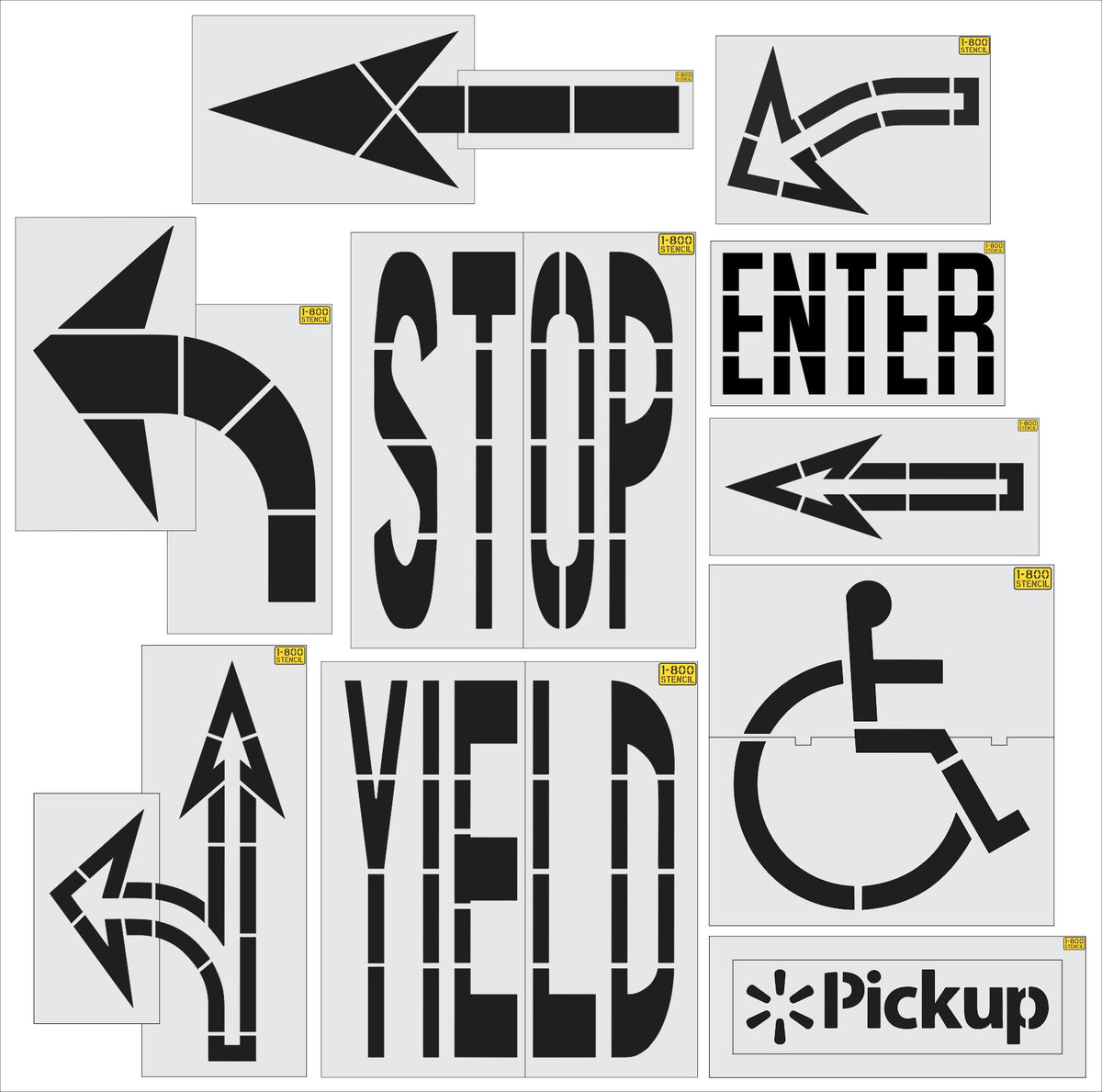 10 piece Walmart Striping Pro stencil kit for professional parking lot and retail pavement marking applications