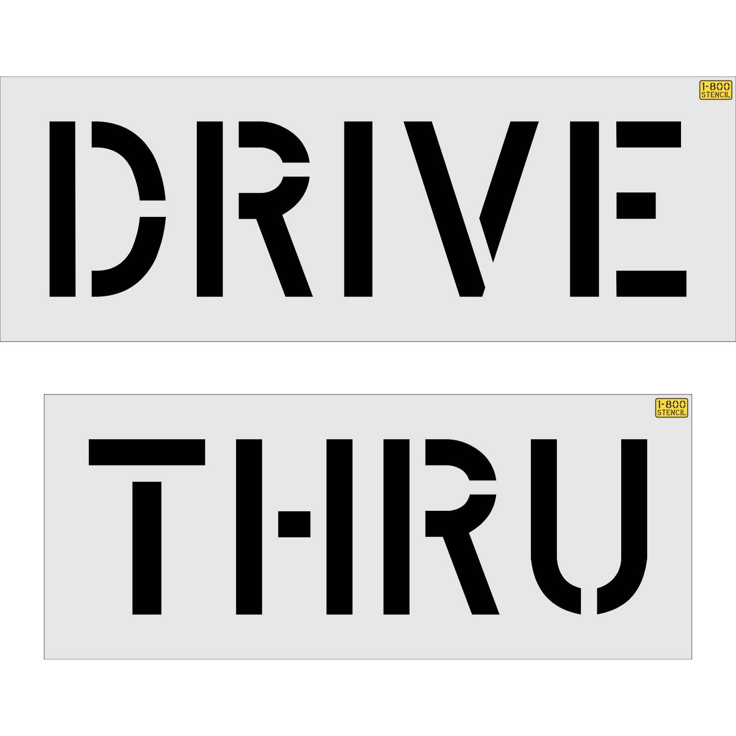 12 inch DRIVE THRU 2 piece pavement marking stencil for restaurant and retail drive lane striping applications