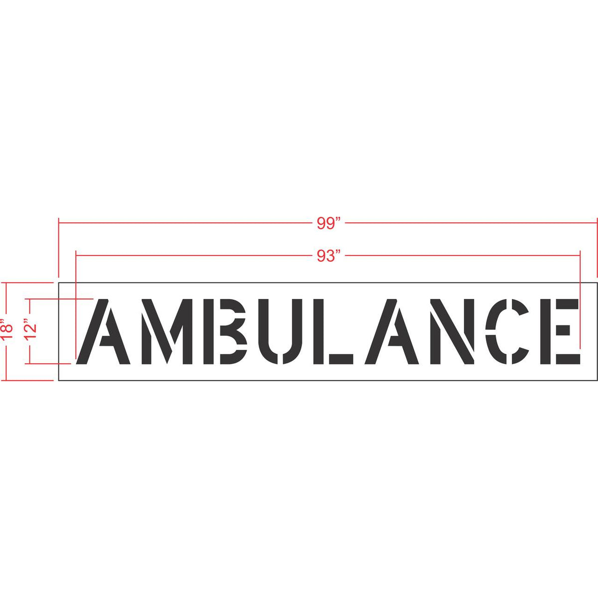 12 inch AMBULANCE pavement marking stencil for hospital emergency and healthcare facility striping applications