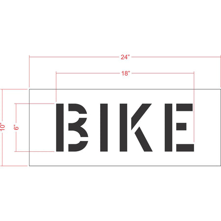 6 inch BIKE stencil for small-format bicycle lane and roadway pavement striping applications