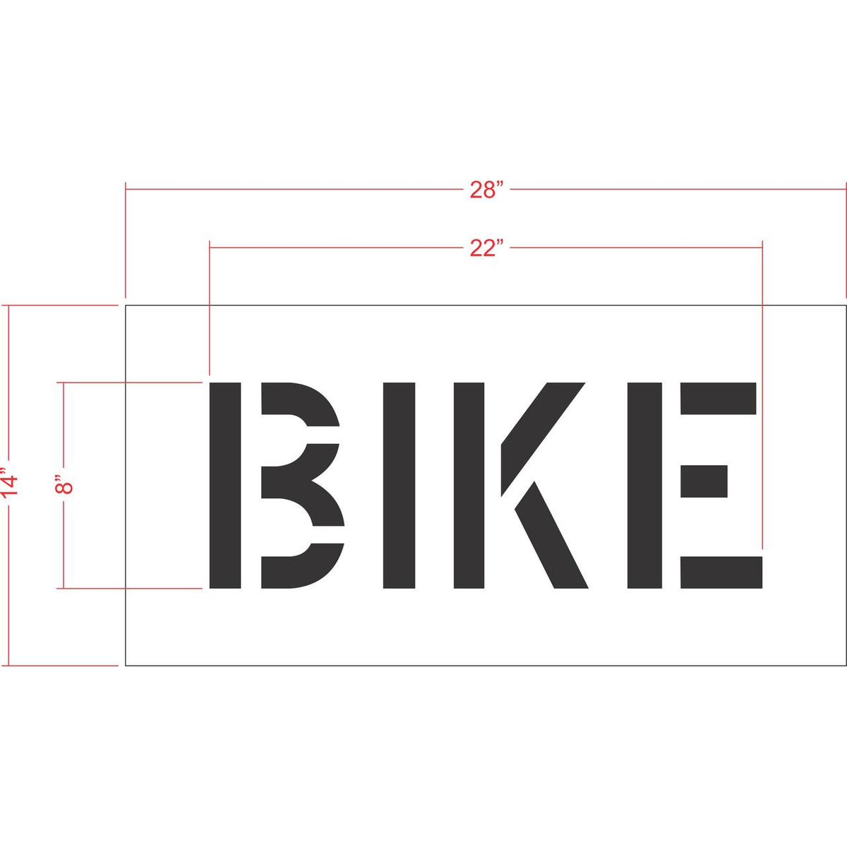 8 inch BIKE pavement marking stencil for bicycle lane and roadway striping applications