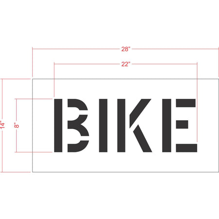 8 inch BIKE pavement marking stencil for bicycle lane and roadway striping applications