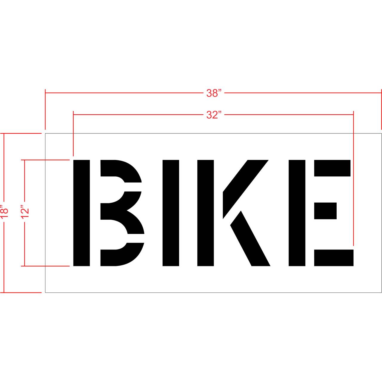 12 inch BIKE stencil for bicycle lane and roadway pavement striping applications