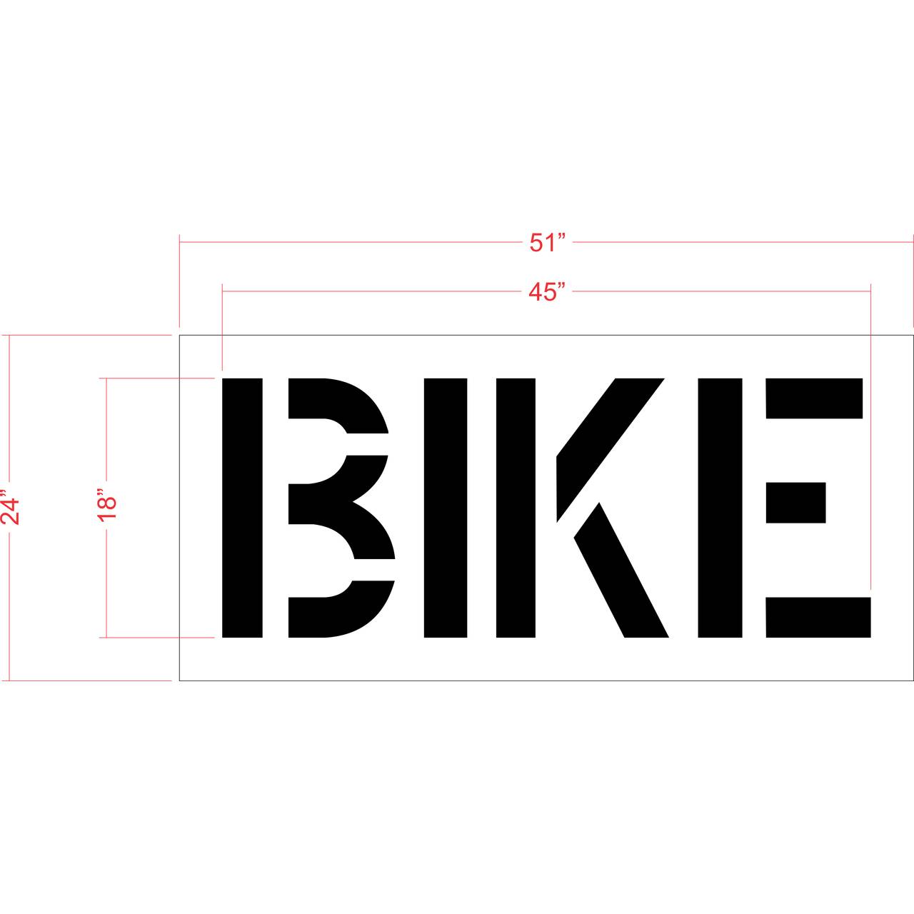 18 inch BIKE pavement marking stencil for bicycle lane and roadway striping applications