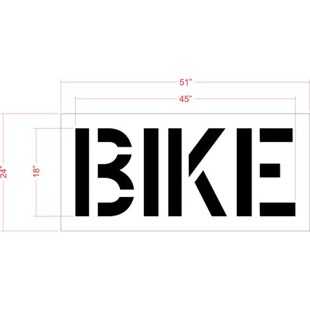 18 inch BIKE pavement marking stencil for bicycle lane and roadway striping applications