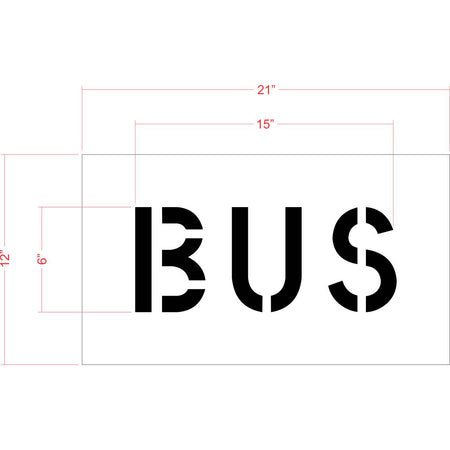 6 inch BUS stencil for small-format bus zone and transit pavement striping applications