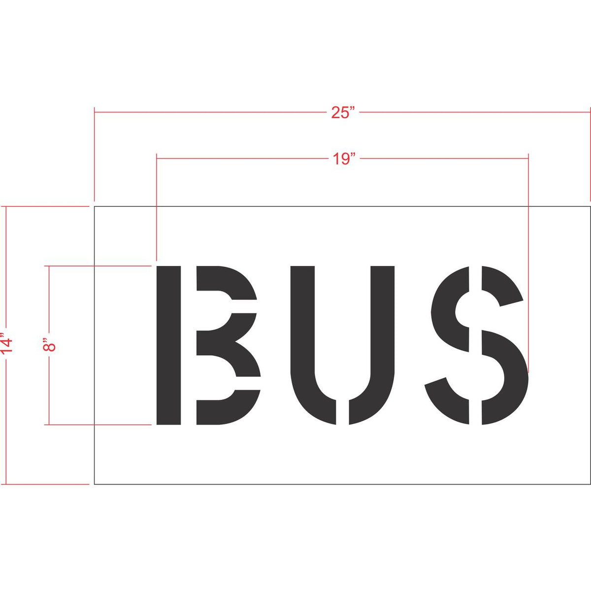 8 inch BUS pavement marking stencil for designated motorcycle parking space striping applications