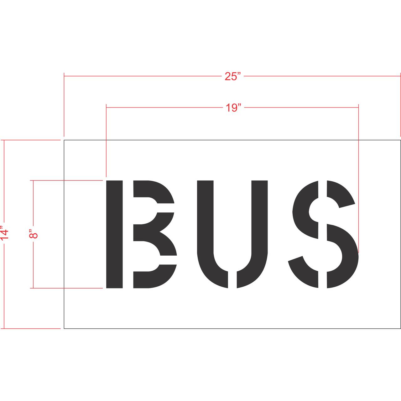 8 inch BUS pavement marking stencil for designated motorcycle parking space striping applications