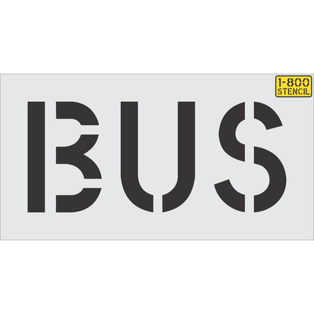 12 inch BUS stencil for bus lane, transit zone, and school bus pavement striping applications