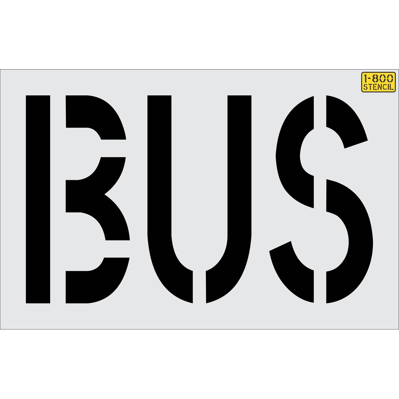 24 inch BUS stencil for bus lane, transit zone, and school bus pavement striping applications