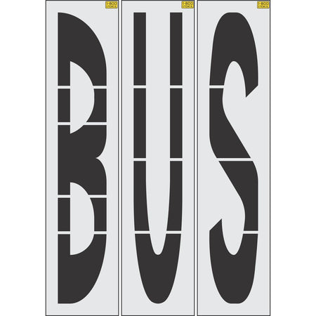 96 inch BUS stencil for bus lane, transit zone, and roadway pavement striping applications