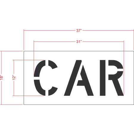 12 inch CAR pavement marking stencil for parking lot and commercial striping applications