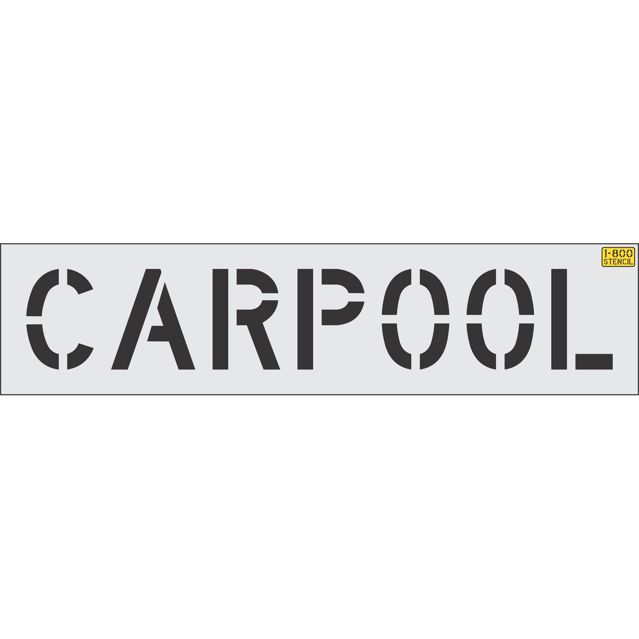 12 inch CARPOOL pavement marking stencil for school, office, and commercial parking lot striping applications