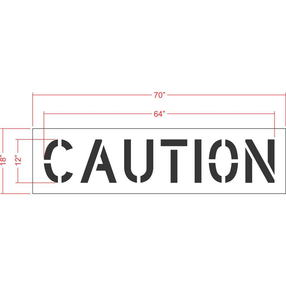 12 inch CAUTION pavement marking stencil for warehouse, industrial, and commercial safety striping applications