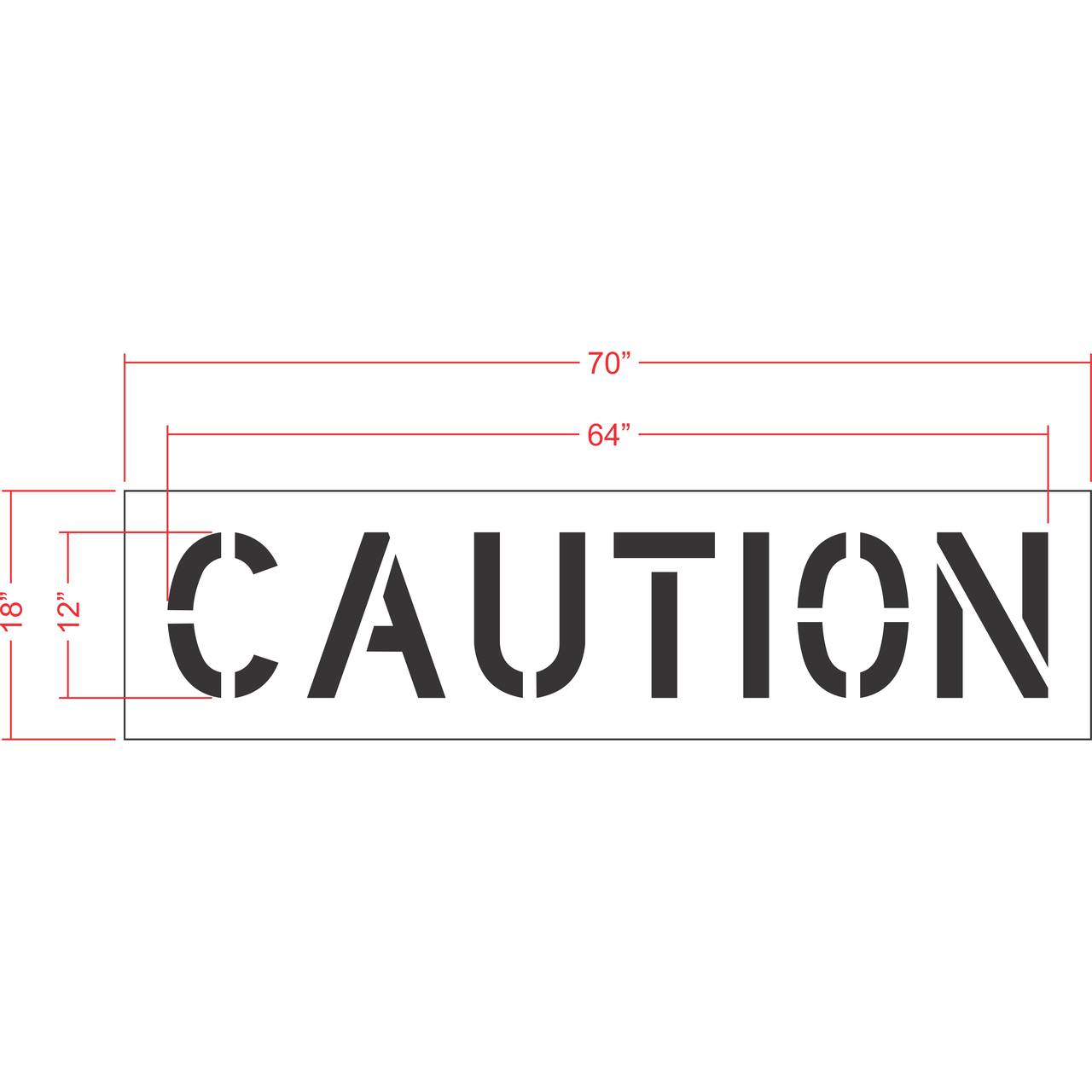 12 inch CAUTION pavement marking stencil for warehouse, industrial, and commercial safety striping applications