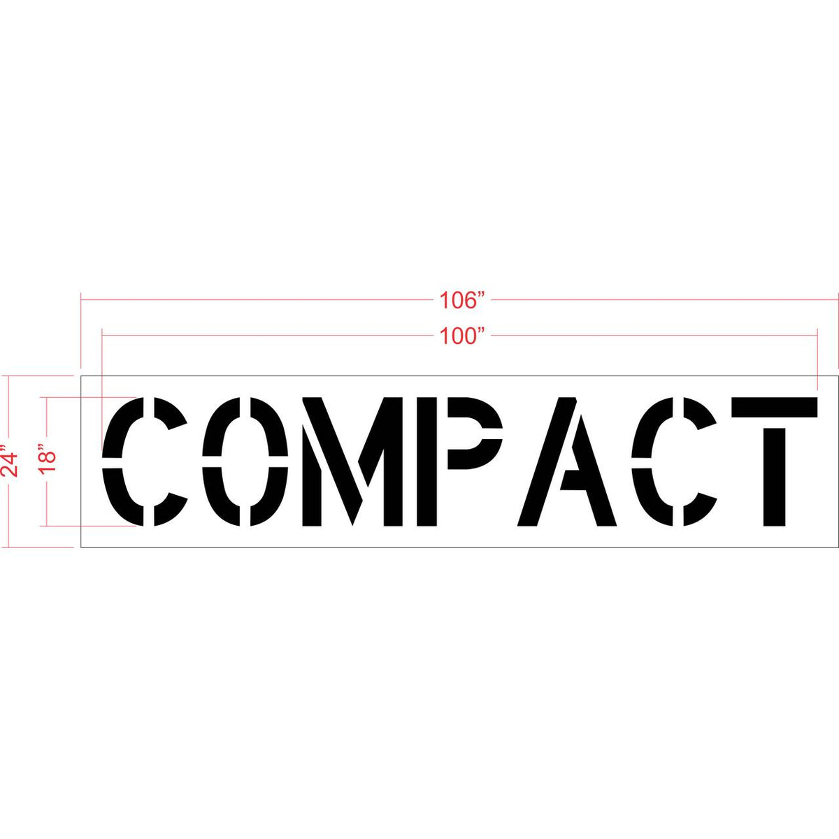 18 inch COMPACT pavement marking stencil for compact vehicle parking space striping applications