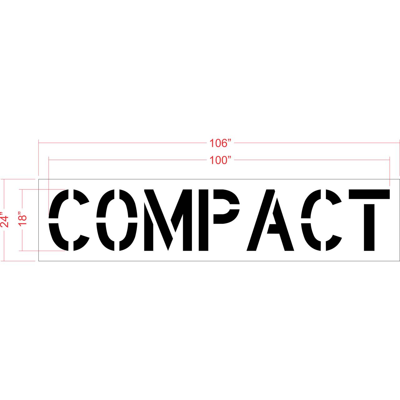 18 inch COMPACT pavement marking stencil for compact vehicle parking space striping applications