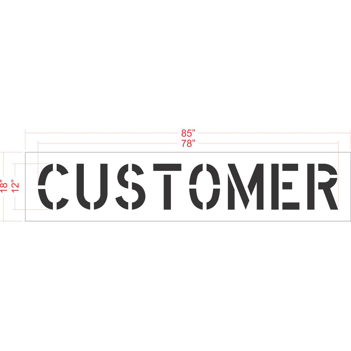 12 inch CUSTOMER stencil for customer parking and commercial pavement striping applications