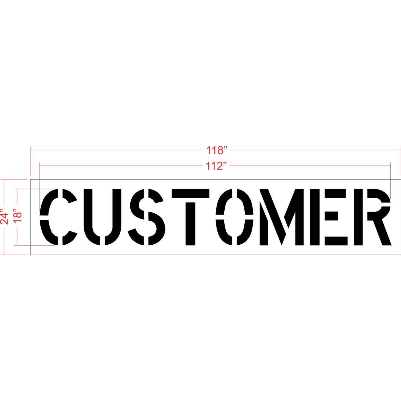 18 inch CUSTOMER pavement marking stencil for retail and commercial parking lot striping applications