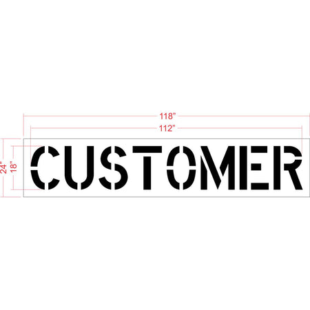 18 inch CUSTOMER pavement marking stencil for retail and commercial parking lot striping applications