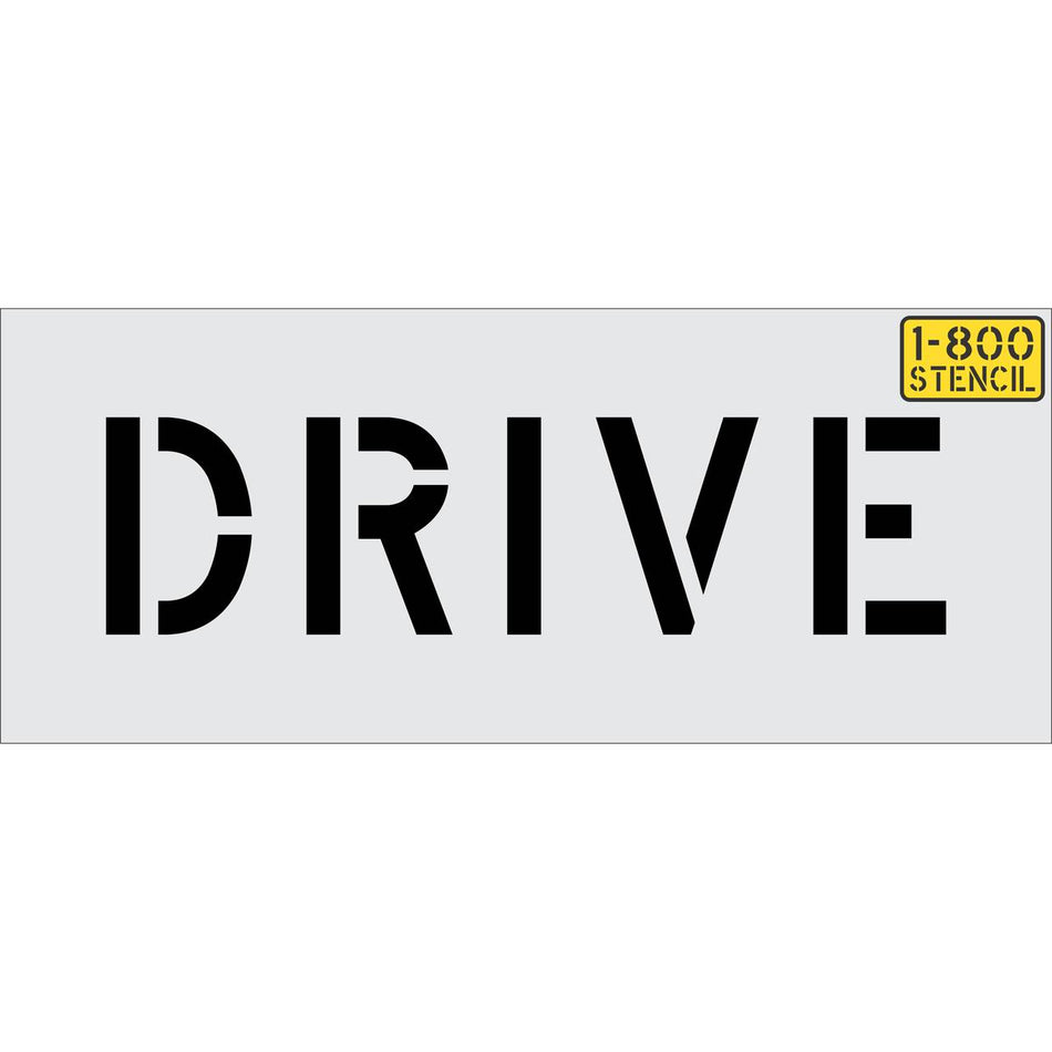 6 inch DRIVE stencil for small-format drive lane and curb pavement striping applications