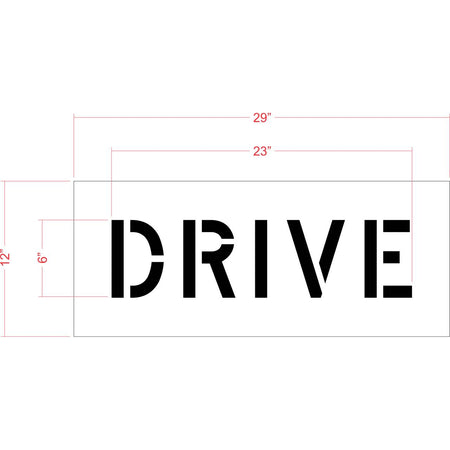 6 inch DRIVE stencil for small-format drive lane and curb pavement striping applications