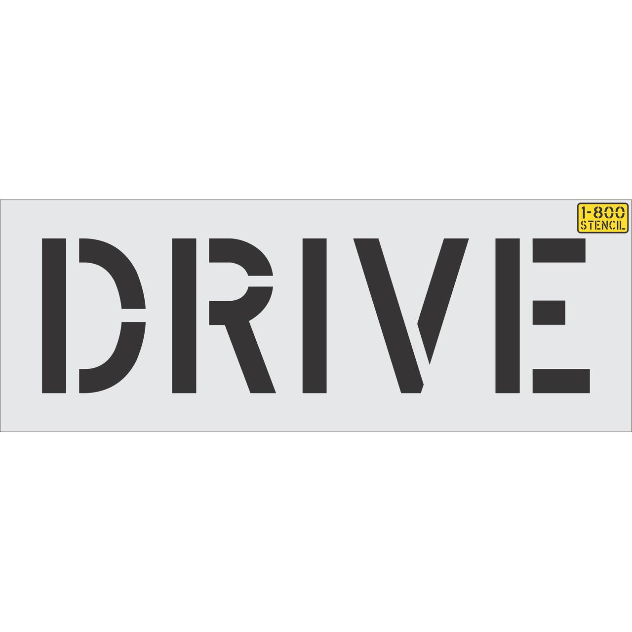 12 inch DRIVE stencil for drive lane and parking lot pavement striping applications