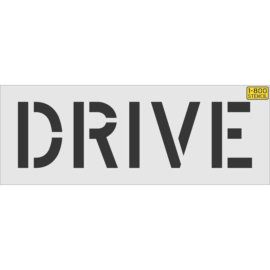 12 inch DRIVE stencil for drive lane and parking lot pavement striping applications