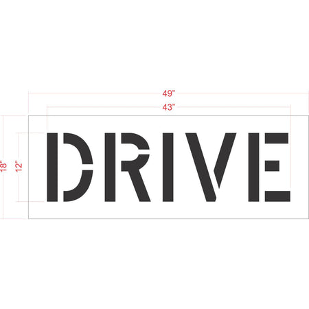 12 inch DRIVE stencil for drive lane and parking lot pavement striping applications