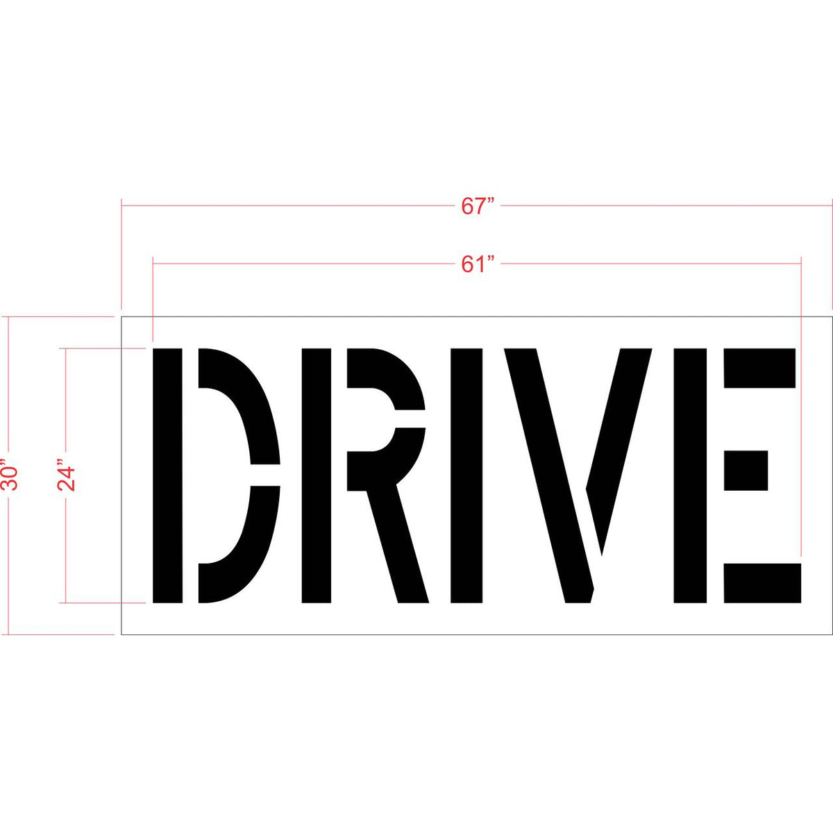 24 inch DRIVE stencil for drive-thru and parking lot directional pavement striping applications